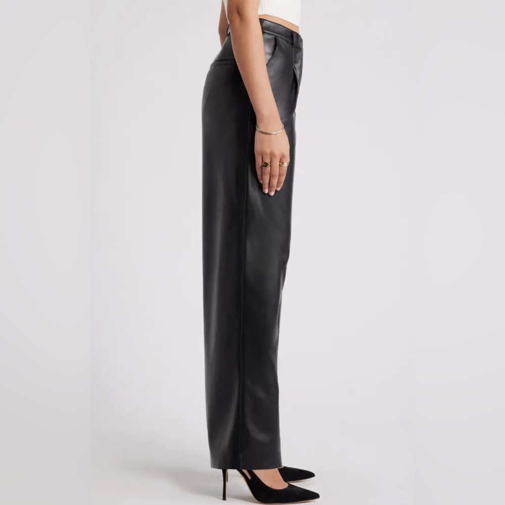 Abercrombie & Fitch Black Vegan Leather Wide Leg Pants * - Picture 4 of 6
